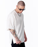 Zipper Angle Oversized White T-Shirt