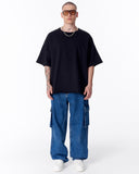 Zipper Angle Oversized Black T-Shirt (8)