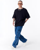 Zipper Angle Oversized Black T-Shirt (5)