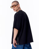 Zipper Angle Oversized Black T-Shirt (4)