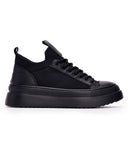 MonoFlux High Sole Black Elastic Scuba Fabric Sneakers (2)
