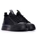 MonoFlux High Sole Black Elastic Scuba Fabric Sneakers (3)