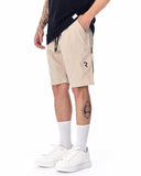 Men's Designer Beige Shorts Side Pocket Detail