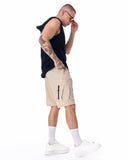 Men's Designer Beige Shorts Side Pocket Detail (5)