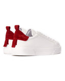 Bobe Women's Designer White Shoes with Red Suede Belt (5)