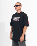 ‘’Warning’’ Men's Oversized Screen Printed Designer T-shirt in Black (7)