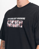 ‘’Warning’’ Men's Oversized Screen Printed Designer T-shirt in Black (4)