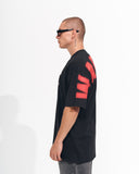 ‘’Warning’’ Men's Oversized Screen Printed Designer T-shirt in Black (6)