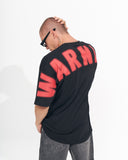 ‘’Warning’’ Men's Oversized Screen Printed Designer T-shirt in Black (10)