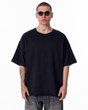 Sidezip Raw-Edge Crew Neck Oversized Black T-shirt (2)