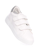 Men's White Velcro Sneakers With Gray Heel Tab (5)