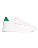 Men's White Velcro Sneakers With Green Heel Tab