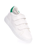 Men's White Velcro Sneakers With Green Heel Tab (3)