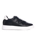 Men's Black Velcro Sneakers With White Heel Tab