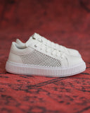 Casual Mesh Leather Sneakers in White