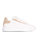 Axino Men's Casual White Sneakers With Beige Details