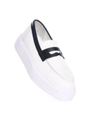 Men's White Chunky Leather Loafers With Black Mask (4)