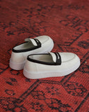 Men's White Chunky Leather Loafers With Black Mask