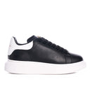 Men's Crowned Hype Sole Leather Sneakers Black and White