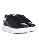 Men's Crowned Hype Sole Leather Sneakers Black and White (2)