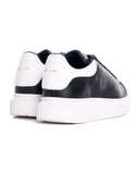 Men's Crowned Hype Sole Leather Sneakers Black and White (3)