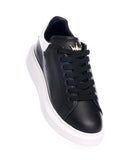 Men's Crowned Hype Sole Leather Sneakers Black and White (4)