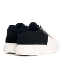 Premium Leather Designer Silver Zipped Sneakers Black White (4)