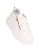 Hype Sole White Leather Sneakers Gold Zipper Accessory (4)