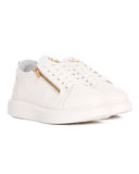 Hype Sole White Leather Sneakers Gold Zipper Accessory (2)
