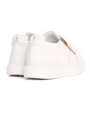 Hype Sole White Leather Sneakers Gold Zipper Accessory (3)