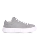 Gray Genuine Leather Casual Sneakers