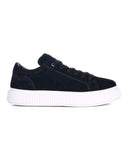 Black Genuine Leather Casual Sneakers