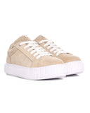 Beige Genuine Leather Casual Sneakers (2)