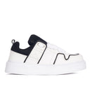 Bulky White Sneakers With Black Line and Tongue (5)