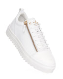 Genuine Leather White Sneakers Gold Zipper Accessory (4)