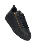 Genuine Leather Black Sneakers Gold Zipper Accessory (4)