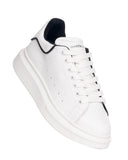 White Genuine Leather Chunky Sneakers With Black Line (4)