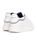 White Genuine Leather Chunky Sneakers With Black Line (3)