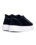 Genuine Leather Black Casual Sneakers Crown Accessory (3)