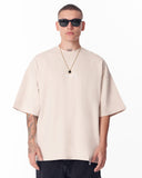 Mandala Shining Print with 3D Embroidery T-shirt Beige (2)