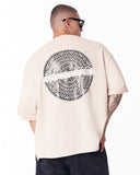 Mandala Shining Print with 3D Embroidery T-shirt Beige