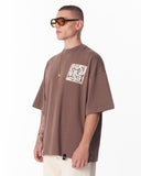 Applique Lace 3D Embroidery T-shirt Brown (5)