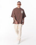 Applique Lace 3D Embroidery T-shirt Brown (8)