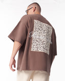 Applique Lace 3D Embroidery T-shirt Brown (11)