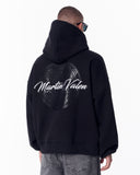 Mandala Shining Print with 3D Embroidery Hoodie Black