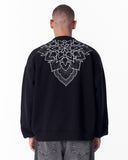 Embroidery Mandala Black Oversized Sweatshirt