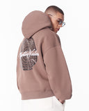 Mandala Shining Print with 3D Embroidery Hoodie Brown (8)