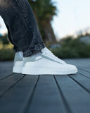 Axino Men's Casual White Sneakers With Gray Details