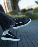 Axino Men's Casual Black Sneakers With White Details (6)