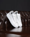 Axino Men's Casual White Sneakers With Gray Details